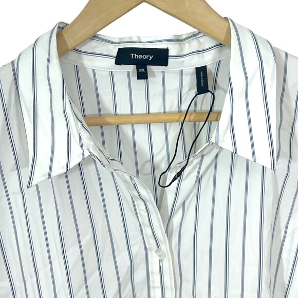 Theory Trapeze Shirt Wealth Stripe Shirt XXL NWOT - Picture 2 of 5